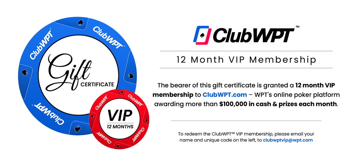 ClubWPT VIP Membership - 12 Month