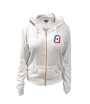 Women's White Zip Up Hoodie