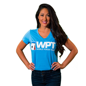 Ladies Large Logo Weathered V-Neck Tee (Sky Blue)