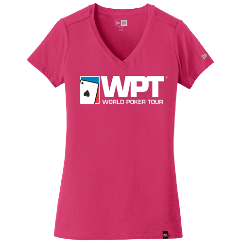 Ladies Large Logo Weathered V-Neck Tee (Deep Pink)